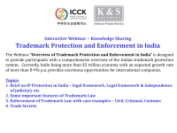 Webinar - Overview of Trademark Protection and Enforcement in India